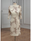 preiswerte Mamas Kleidersets-Zweiteilig Meerjungfrauenschnitt Tee-Länge Kleid für Hochzeitsgäste Brautmutterkleid Halbarm Rundhalsausschnitt Elegant Einfach luxuriös Formell Hochzeitsgast Chiffon Satin mit Spitze
