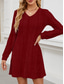 cheap Plain Dress-Women&#039;s Mini Dress A Line Dress Casual Daily Regular Fit Plain Long Sleeve V Neck Wine Light Brown Green Dark Gray Winter Autumn