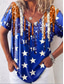 cheap Independence Day Top-Women&#039;s Patriotic  T Shirt Graphic Flag Stylish Casual Short Sleeve V Neck Regular Tops Daily Print Royal Blue Blue Fuchsia Green Summer Spring