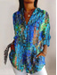 cheap Floral Tops-Women&#039;s Shirt Floral Graphic Vintage Tropical Daily Long Sleeve Shirt Collar Regular Tops Work Daily Holiday Buttons Print Blue Orange Green Summer Spring