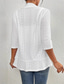 abordables vestes décontractées-Femmes Veste Décontractée Respirant Séchage Rapide Dentelle Occasionnel Bureau / Carrière Sans Col Coupe régulière Manche 3/4 Vêtements d&#039;extérieur Noir Blanche Parme Printemps Automne