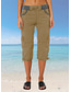 cheap Pants-Women&#039;s Cargo Pants Vacation Fashion Streetwear Calf-Length High Waist Plain Pocket Comfy Soft Comfortable Micro-elastic Outdoor Street Yellow-Brown Black White Orange Summer Regular Fit