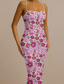 cheap Prom Dresses-Floral Sequin Mermaid / Trumpet Prom Dresses Elegant Dress Semi Formal Wedding Guest Floor Length Sleeveless Strapless Pink Dress