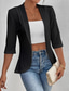 abordables vestes décontractées-Femmes Veste Décontractée Respirant Séchage Rapide Dentelle Occasionnel Bureau / Carrière Sans Col Coupe régulière Manche 3/4 Vêtements d&#039;extérieur Noir Blanche Parme Printemps Automne