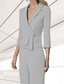 cheap Mom&#039;s Pant Suits-Women&#039;s Suits Top Mother of the Bride Elegant V Neck 3/4 Length Sleeve Included with Buttons