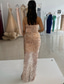 preiswerte Sekt-Schlauchkleid Abendkleid Vintage Kleid Karneval Formell Bodenlang Ärmellos Herzförmiger Ausschnitt Paillettenbesetzt mit Glitzer 2025