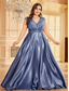 cheap CHAMPAGNE-A-Line Plus Size Dresses Elegant Curve Dress Formal Wedding Floor Length Short Sleeve V Neck Satin Backless with Pleats 2025