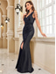 preiswerte Semi-formal / Cocktail-Meerjungfrau  Trompete Quinceanera Kleider elegantes Kleid formelle Hochzeits bodenlang ärmellos V-Ausschnitt V-Rücken mit Perlen