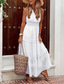 preiswerte Weiße Spitzenkleider-Damen Langes Kleid Maxikleid Weißes Kleid Freizeitkleid Schwingkleid A Linie Kleid Basic Boho A-Linie Urlaub Ferien Strand Normale Passform Ärmellos V Ausschnitt Weiß Gelb Rosa Aprikose Sommer