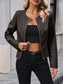 cheap Casual Jackets-Women&#039;s Faux Leather Jacket Casual Jacket Comfortable Breathable Zipper Casual Plain Vacation Street Casual Daily Wear Zipper Short Crewneck Regular Fit Long Sleeve Outerwear Black Brown Apricot
