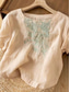 cheap Shirts-Women&#039;s Cotton Linen Shirts Solid Color Elegant Stylish Basic Short Sleeve Crew Neck Regular Tops Daily Embroidered Pink Purple Apricot Summer Spring