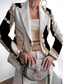 cheap Blazers &amp; Suits-Women&#039;s Blazer Comfortable Breathable Print Casual Geometric Office Street Casual Daily Wear Open Front Regular Notch Lapel Regular Fit Long Sleeve Outerwear White Pink Blue Spring Fall