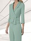 cheap Mom&#039;s Pant Suits-Women&#039;s Suits Top Mother of the Bride Elegant V Neck 3/4 Length Sleeve Included with Buttons