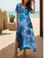 tanie Sukienki boho-Damskie Sukienka midi Codzienne sukienki Sukienka letnia Sukienka A line Letnie sukienki Bohema Urlop Codzienny Plaża Luźna Graficzny Boho Paisley Damask Krótki rękaw W serek Żółty Czerwony Niebieski
