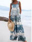 abordables combinaison de vacances-Femmes Combinaison Actif Fleuri Sans manches Jambe large Vacances Rue Coupe Ample Jaune Bleu Gris Été