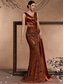 ieftine portocală-Trompetă / Sirenă Rochii de Quinceanera Elegant Rochie Oficial Nuntă Lungime Podea Fără manșon În V Satin cu Rochie cu fanta 2025