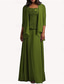 cheap Mom&#039;s Dress Sets-Dress Sets Mother of the Bride Dress Elegant Simple Scoop Neck Ankle Length Chiffon Long Sleeve with Solid Color