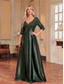 cheap BLACK-A-Line Quinceanera Dresses Elegant Dress Formal Wedding Floor Length Long Sleeve V Neck Polyester with Sequin 2025