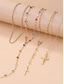 billiga Kvinnors halsband-Damhalsband med flerskiktat korshänge i guld och silver, satt med flerfärgade pärlor - moderna religiösa smycken för vardagsbruk, avslappnade utflykter och speciella tillfällen