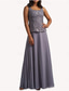 cheap Mom&#039;s Dress Sets-Dress Sets Mother of the Bride Dress Elegant Simple Scoop Neck Ankle Length Chiffon Long Sleeve with Solid Color