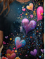 cheap Floral tee-Women&#039;s T Shirt Heart Floral Graphic Vintage Stylish Classic Short Sleeve Crew Neck Round Neck Regular Tops Daily Print Pink Red Blue Purple Brown Summer