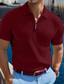 abordables Polo Classique pour Hommes-Homme Polo à fermeture éclair Texturé Vacances Occasionnel Revers Zip quart Manche Courte Mode Basique Uni A côtes Quart de zip Été Coupe Slim Bleu Ciel Blanche bleu marine Gris Polo à fermeture