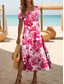 preiswerte Blumenkleider-Damen Midikleid Sommerkleid A Linie Kleid Urlaub Lässig Strand Täglich Ausgehen Normale Passform Blumen Grafik Kurzarm Rundhalsausschnitt Gelb Rosa Blau Purpur Sommer