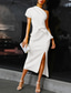 abordables Robes de cocktail-Fourreau Colonne Longueur cheville Robes de Cocktail Robes de soirée Élégant Manche Courte Une Épaule robe demoiselle d honneur Vêtements de travail Tissu Extensible avec Noeud(s) Fente