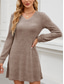 cheap Plain Dress-Women&#039;s Mini Dress A Line Dress Casual Daily Regular Fit Plain Long Sleeve V Neck Wine Light Brown Green Dark Gray Winter Autumn