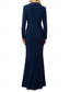 preiswerte Smokingkleider-Damen Smokingkleid Schlauchkleid Formell Hochzeitsgast Satin Krepp Elegant Einfach Langarm Knöchellänge Gespaltener Oberschenkel Gekerbtes Revers Doppelreihig