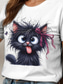 cheap Animals tee-Women&#039;s T Shirt Graphic Animal Cat Vintage Stylish Classic Short Sleeve Crew Neck Round Neck Regular Tops Daily Weekend Print Black White Red Blue Purple Summer Spring