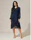 baratos Vestidos para o trabalho-Mulheres Minivestido Vestido antigo Vestido casual Vintage Casual Formal Formal Natal Festa Normal Manga Longa Decote V Azul Outono Inverno
