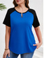 cheap Plus Size T Shirts-Women&#039;s Plus Size Tops T Shirt Solid Color Patchwork Short Sleeve V Neck Casual Daily Polyester Summer Spring Red Blue