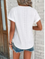 cheap Plain tee-Women&#039;s T Shirt Plain Fashion Stylish Classic Short Sleeve Crew Neck Regular Tops Daily Weekend Eyelet Black White Pink Blue Summer