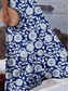preiswerte Blumenkleider-Damen Maxikleid A Linie Kleid Schulterfreies Kleid Urlaub Lässig Boho Party Normale Passform Blumen Grafik Ärmellos Quadrathals Blau Sommer Frühling