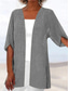 cheap Coats &amp; Trench Coats-Women&#039;s Casual Jacket Breathable Comfortable Oversized Casual Plain Casual Daily Wear Open Front Regular Collarless Regular Fit Half Sleeve Outerwear Black White Pink Summer