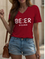 cheap Humor&amp;Quotes tee-Oktoberfest Women&#039;s T Shirt Graphic Letter Vintage Stylish Classic Short Sleeve V Neck Regular Tops Daily Print Black White Yellow Red Blue Summer Spring