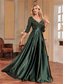 cheap BLACK-A-Line Quinceanera Dresses Elegant Dress Formal Wedding Floor Length Long Sleeve V Neck Polyester with Sequin 2025