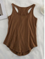 cheap Plain Tank Top-Women&#039;s Camisole Tank Top Solid Color Daily Stylish Casual Sleeveless Scoop Neck Regular Tops Daily Backless Black Light Brown Brown Summer