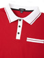 billige Klassisk poloskjorte for menn-Herre POLO T-skjorte Button Up Poloer Avslappet Sport Knaphul Langermet Mote Grunnleggende Fargeblokk Knapp Lomme Vår &amp; Vinter Normal Marineblå Vin Mørkegrå Lysegrå POLO T-skjorte