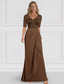 cheap Floor Length-A-Line Mother of the Bride Dress Wedding Guest Elegant V Neck Floor Length Chiffon Half Sleeve with Ruffles Solid Color 2025