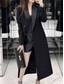 preiswerte Smokingkleider-Damen Smokingkleid Mantel Formell Hochzeitsgast Formeller Abend Satin Elegant Langarm Knöchellänge Hemdkragen Doppelreihig