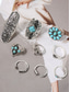 billige Kvinneringer-Boho vintage turkise ringsett for kvinner – 9-delers justerbare midi-ringer i antikk sølv for sigøynerfestivaler, strandantrekk og uformell styling