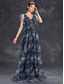 tanie Półformalny / Koktajl-Suknie Quinceanera A-Line Elegancka Suknia Formalna Ślubna Długość do Podłogi Bez Rękawów Dekolt w Kształcie V Chiffon z Kwiatowym Wzorem