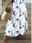 cheap Floral Dress-Women's Maxi Dress Sundress Casual Dress A Line Dress Elegant Vacation Casual Beach Holiday Regular Fit Floral Graphic Short Sleeve V Neck White Navy Blue Summer Spring