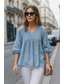 billige Kvinne Enkle Topper-Dame Dressy topper Flytende topper Helfarge عادي Elegant Daglig damer Halvlange ermer V-hals Vanlige topper Daglig Ferie Rynket Hvit Rosa Blå Lilla Sommer Vår Høst