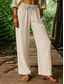 abordables Pantalon uni en coton et lin-Femmes Pantalon sarouel Vacances ancien Style Ethnique Longueur complète Taille haute Uni Confortable Respirabilité Doux Micro-Élastique Formel Vacances Rue Noir Blanche Kaki Beige Été Printemps