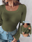 cheap Plain tee-Women&#039;s Shirt Solid Color Stylish Casual Long Sleeve Crew Neck Regular Tops Daily Black Red Green Khaki Gray Summer Spring