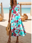 preiswerte Blumenkleider-Damen Midikleid Sommerkleid A Linie Kleid Urlaub Lässig Strand Täglich Ausgehen Normale Passform Blumen Grafik Kurzarm Rundhalsausschnitt Gelb Rosa Blau Purpur Sommer