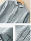 abordables Chemises-Femmes Faux coton lin Boutons Couleur Unie Élégant Basique Occasionnel Manche 3/4 Col de chemise Hauts Réguliers Quotidien Blanche Rose Claire Bleu clair Été